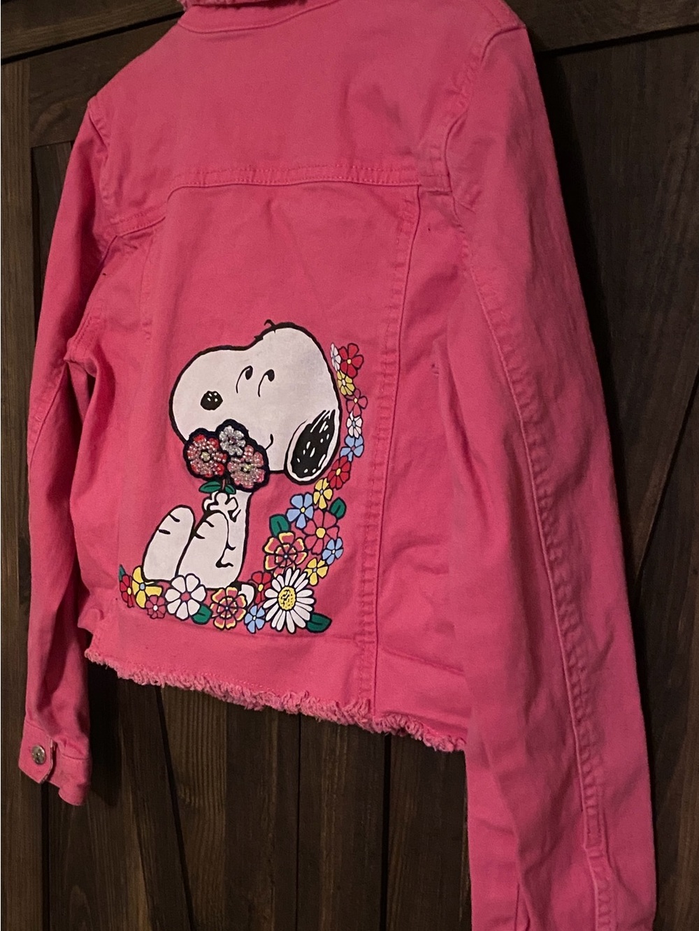Peanuts Pink Snoopy  Floral-Lined Jacket